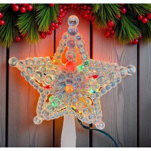 Light Up Star Christmas Tree Topper Bubble Style Iridescent Holiday Decor